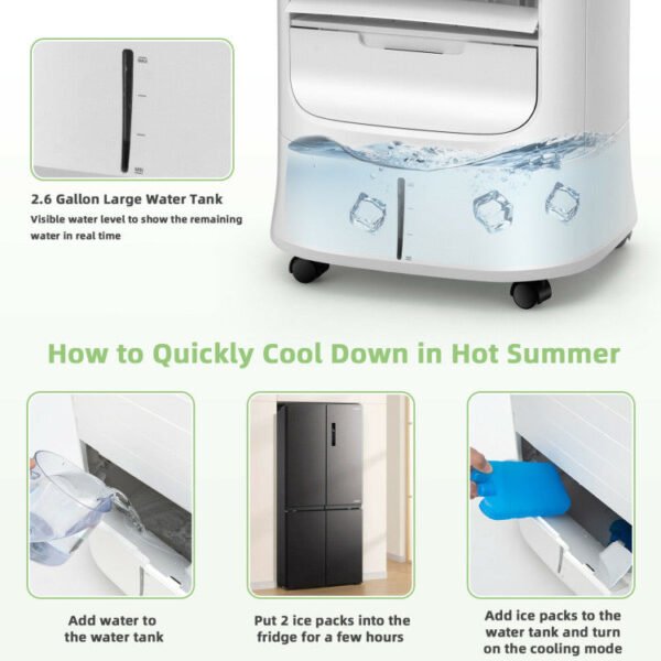 4-in-1 Portable Air Conditioner & Evaporative Air Cooler with Timer and 3 Modes