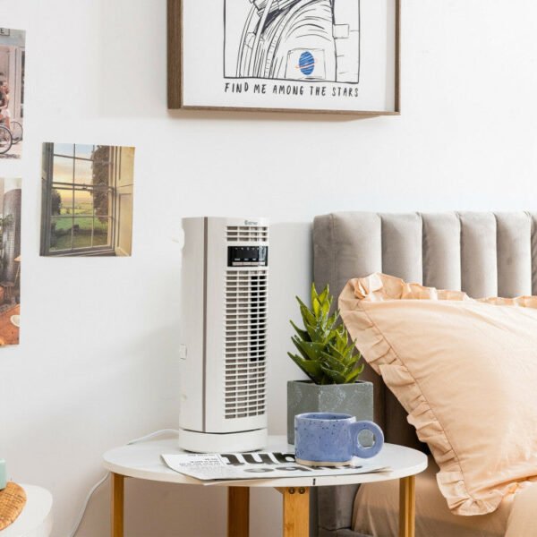 10_411_39 14 Inch Mini Oscillating Tower Fan Electric Desk Fan with 3 Speed and Timer