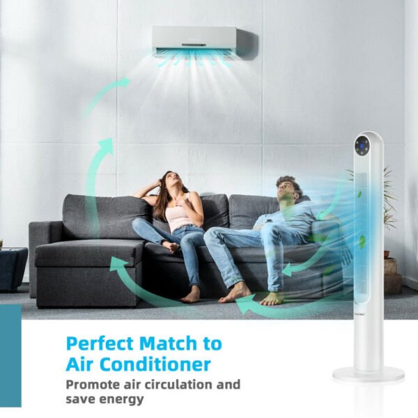 42 Inch 80 Degree Tower Fan with Smart Display Panel and Remote Control