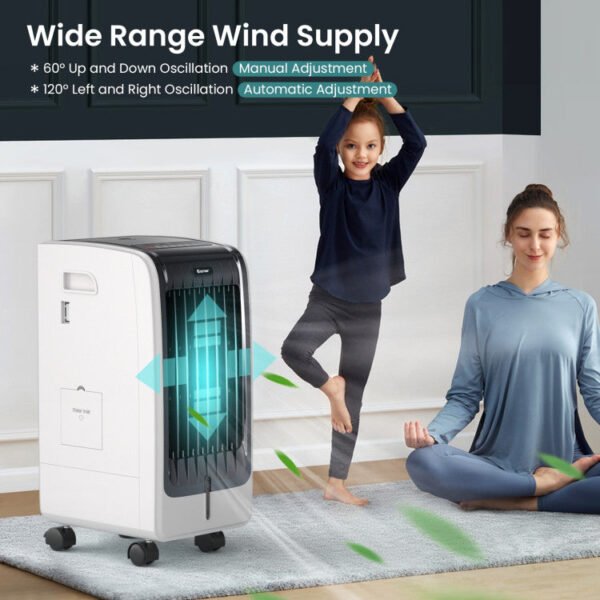 10_468_76 110V Portable Cooling Evaporative Fan with 3-Speed and 8H Timer Function