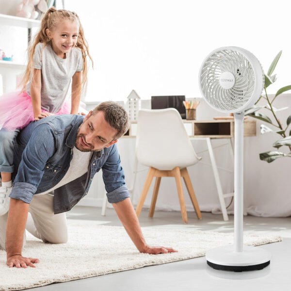 12_299_84 9 Inch Portable Oscillating Pedestal Floor Fan with Adjustable Heights and Speeds