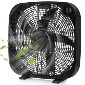 1_707_7 20 Inch Box Portable Floor Fan with 3 Speed Settings and Knob Control