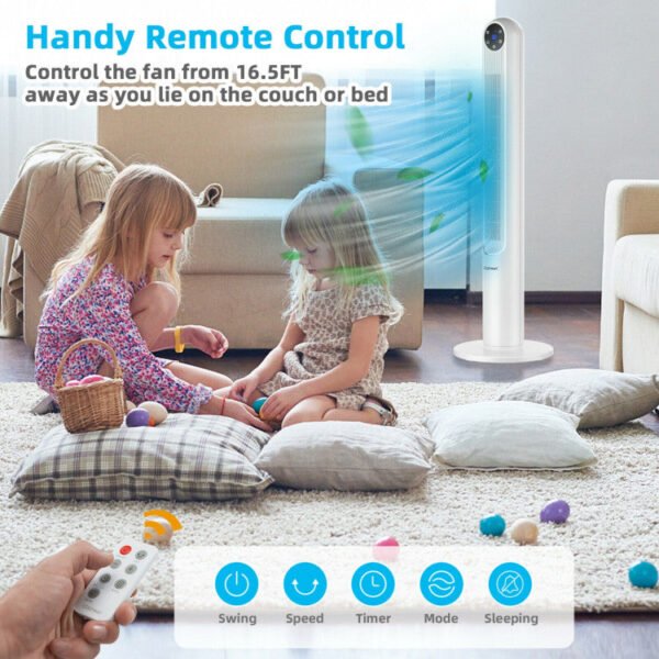 42 Inch 80 Degree Tower Fan with Smart Display Panel and Remote Control