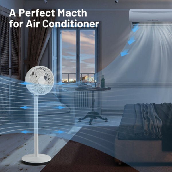 2_670_5 9 Inch Portable Oscillating Pedestal Floor Fan with Adjustable Heights and Speeds