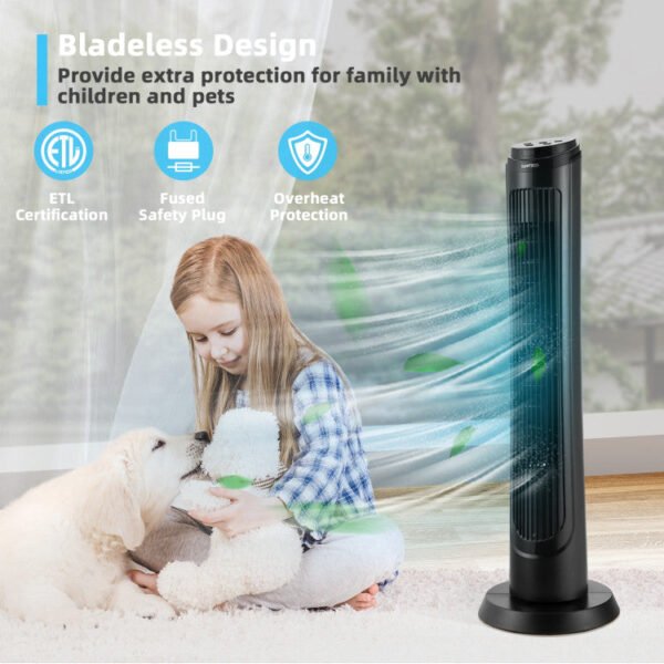 3_660_10 40 Inch Tower Fan with Remote 75˚ Oscillating Fan with 3 Wind Modes and 4 Wind Speeds