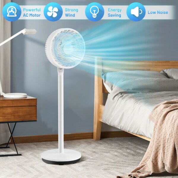 3_661_7 9 Inch Portable Oscillating Pedestal Floor Fan with Adjustable Heights and Speeds