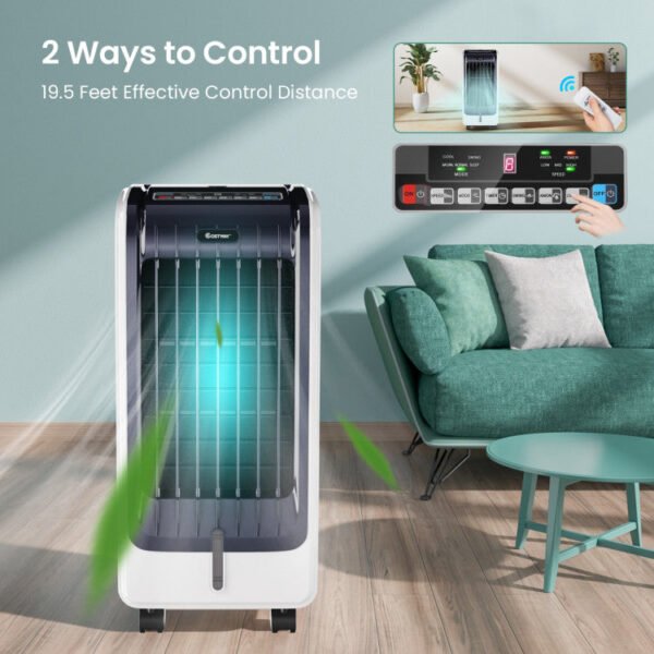 5_609_16 110V Portable Cooling Evaporative Fan with 3-Speed and 8H Timer Function