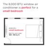 61XW4Bmp8cL 8,000 BTU Window Air Conditioner with Remote Control, Cools Up to 350 Sq. Ft., Quiet Operation, Eco Mode
