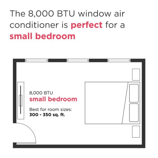 61XW4Bmp8cL 8,000 BTU Window Air Conditioner with Remote Control, Cools Up to 350 Sq. Ft., Quiet Operation, Eco Mode