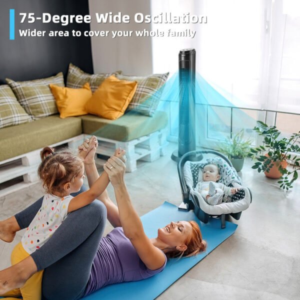 6_626_10 40 Inch Tower Fan with Remote 75˚ Oscillating Fan with 3 Wind Modes and 4 Wind Speeds