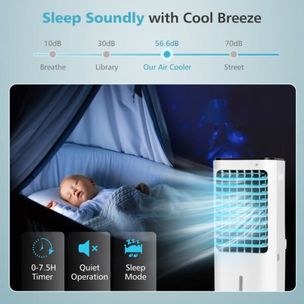 4-in-1 Portable Air Conditioner & Evaporative Air Cooler with 12L Water Tank and 4 Ice Boxes