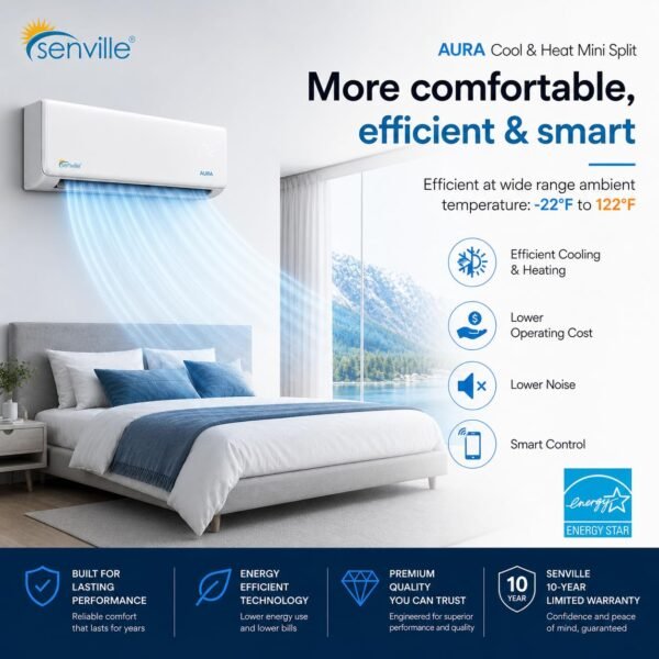 71AwvMcTtmL AURA Mini Split Air Conditioner, Heat Pump, White, 24000 BTU