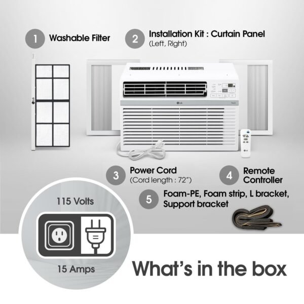 71H7QjafUmL 8,000 Window Air Conditioner, 115V, 350 Sq.Ft. (14' x 25' Room Size), Quiet Operation, Electronic Control with Remote