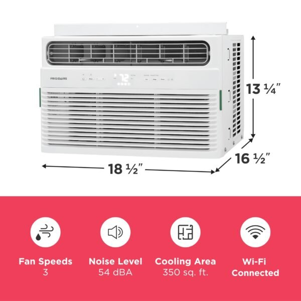 8,000 BTU Smart Window Air Conditioner with Wi-Fi, Cools Up to 350 Sq. Ft., Remote Control, Quiet Operation