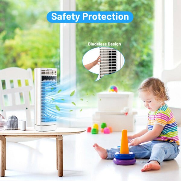 7_543_43 14 Inch Mini Oscillating Tower Fan Electric Desk Fan with 3 Speed and Timer
