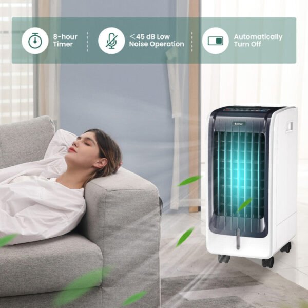 7_602_59 110V Portable Cooling Evaporative Fan with 3-Speed and 8H Timer Function