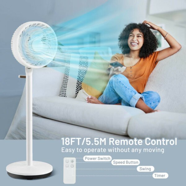 7_609_5 9 Inch Portable Oscillating Pedestal Floor Fan with Adjustable Heights and Speeds