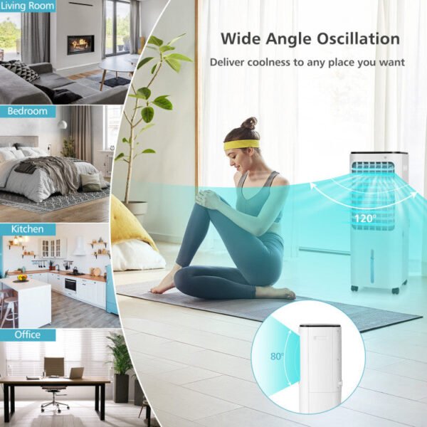 4-in-1 Portable Air Conditioner & Evaporative Air Cooler with 12L Water Tank and 4 Ice Boxes