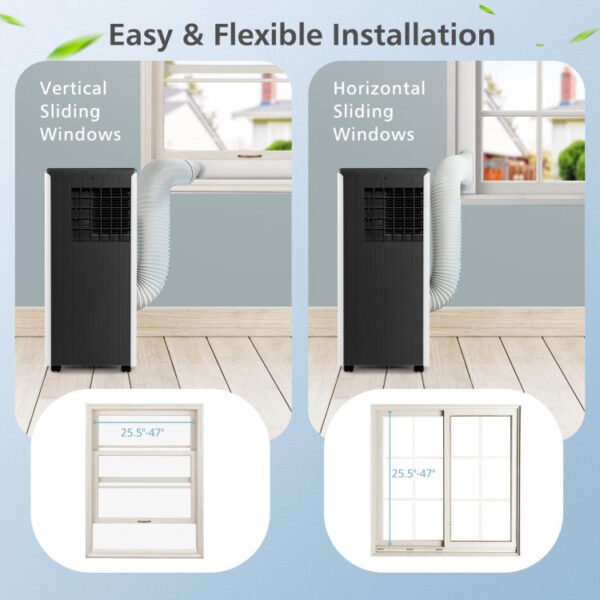 8000_BTU_Portable_Air_Conditioner_Black_and_White_47-10 10000 BTU(Ashrae) Portable Air Conditioner Cools 350 Sq.Ft with Dehumidifier