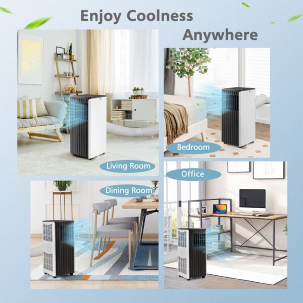 8000_BTU_Portable_Air_Conditioner_Black_and_White_47-11 10000 BTU(Ashrae) Portable Air Conditioner Cools 350 Sq.Ft with Dehumidifier