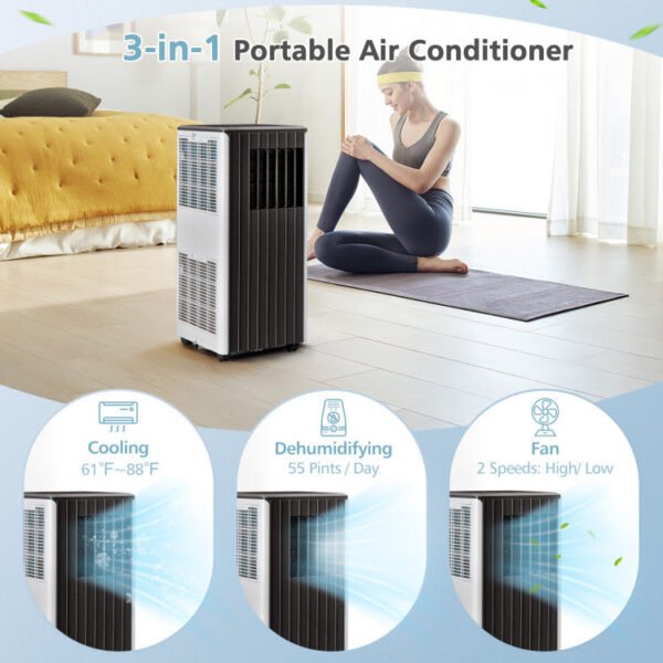 8000_BTU_Portable_Air_Conditioner_Black_and_White_47-5 10000 BTU(Ashrae) Portable Air Conditioner Cools 350 Sq.Ft with Dehumidifier