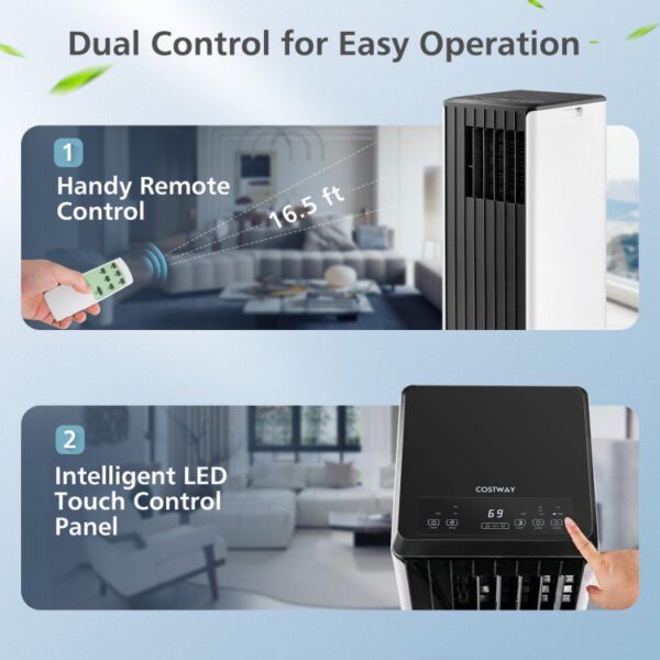8000_BTU_Portable_Air_Conditioner_Black_and_White_47-7 10000 BTU(Ashrae) Portable Air Conditioner Cools 350 Sq.Ft with Dehumidifier