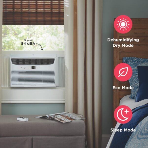 81-Rh0JQ8mL 8,000 BTU Window Air Conditioner with Remote Control, Cools Up to 350 Sq. Ft., Quiet Operation, Eco Mode