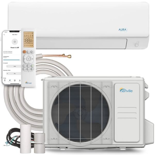 810CPa0WhmL AURA Mini Split Air Conditioner, Heat Pump, White, 24000 BTU