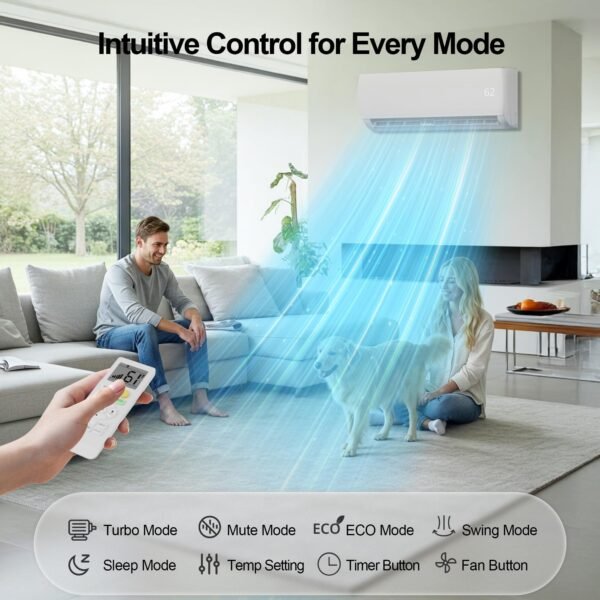 813qdB9p00L 9000 BTU Mini Split AC/Heating System,19 SEER2 110/120V Energy Efficient Ductless Inverter System,Cools Up