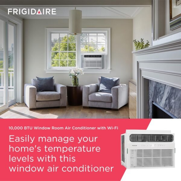 81d1MZ6BR-L 10,000 BTU Smart Window Air Conditioner with Wi-Fi, Cools Up to 450 Sq. Ft., Remote Control, Quiet Operation