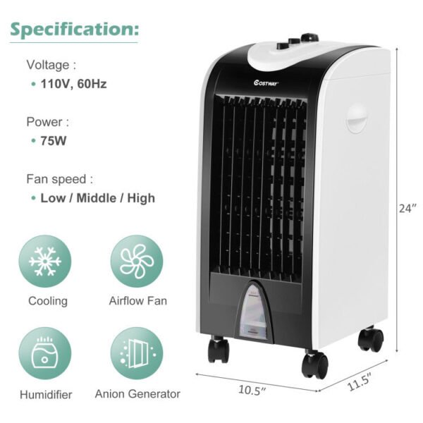 8_463_20 3-in-1 Portable Air Conditioner & Evaporative Air Cooler with Filter Knob for Indoor