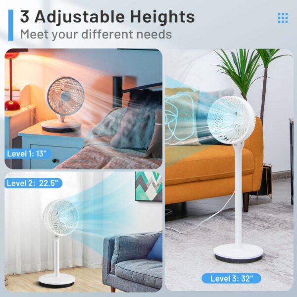 8_581_5-1 9 Inch Portable Oscillating Pedestal Floor Fan with Adjustable Heights and Speeds