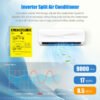 9000_BTU_Wall_Mount_Split_Air_Conditioner_and_Heater_with_Remote_Control_White-5 9000 BTU 17 SEER2 208-230V Ductless Mini Split Air Conditioner and Heater