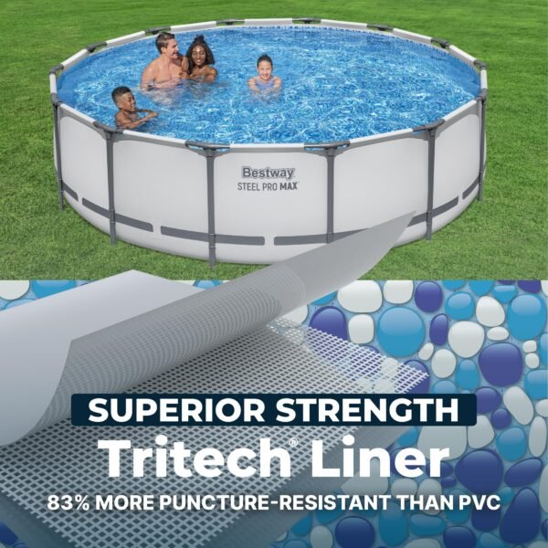 91I75blFnWL Steel Pro MAX 20 Foot x 52 Inch Round Above Ground Swimming Pool Set Outdoor Metal Frame Family Pool with Filter Pump