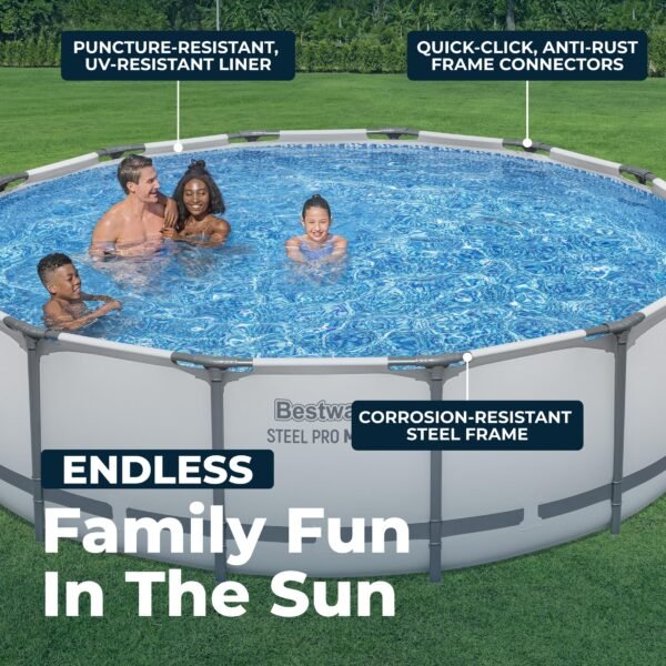 91uuBwm-llL Steel Pro MAX 20 Foot x 52 Inch Round Above Ground Swimming Pool Set Outdoor Metal Frame Family Pool with Filter Pump