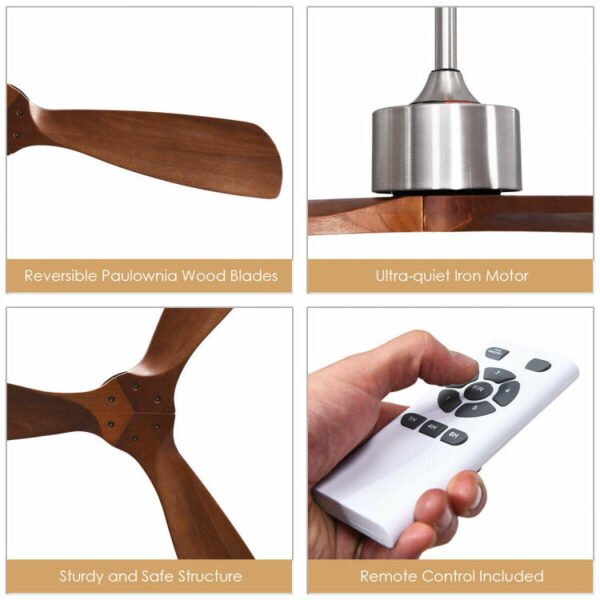 9_183_42 52 Inch Modern Brushed Nickel Finish Ceiling Fan with Remote Control