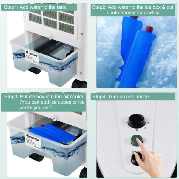 9_436_23 3-in-1 Portable Air Conditioner & Evaporative Air Cooler with Filter Knob for Indoor