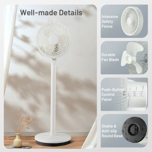 9_534_6 9 Inch Portable Oscillating Pedestal Floor Fan with Adjustable Heights and Speeds