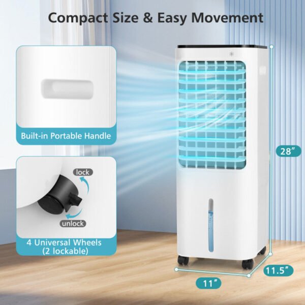 4-in-1 Portable Air Conditioner & Evaporative Air Cooler with 12L Water Tank and 4 Ice Boxes
