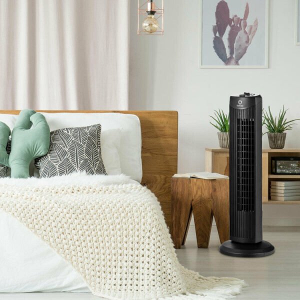 Black_35W_28_Inch_Quiet_Bladeless_Oscillating_Tower_Fan-1 35W 28 Inch Quiet Bladeless Oscillating Tower Fan