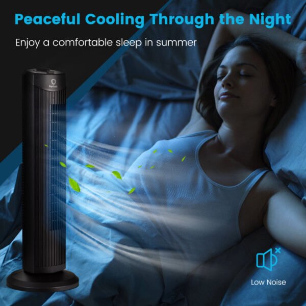 Black_35W_28_Inch_Quiet_Bladeless_Oscillating_Tower_Fan-10 35W 28 Inch Quiet Bladeless Oscillating Tower Fan