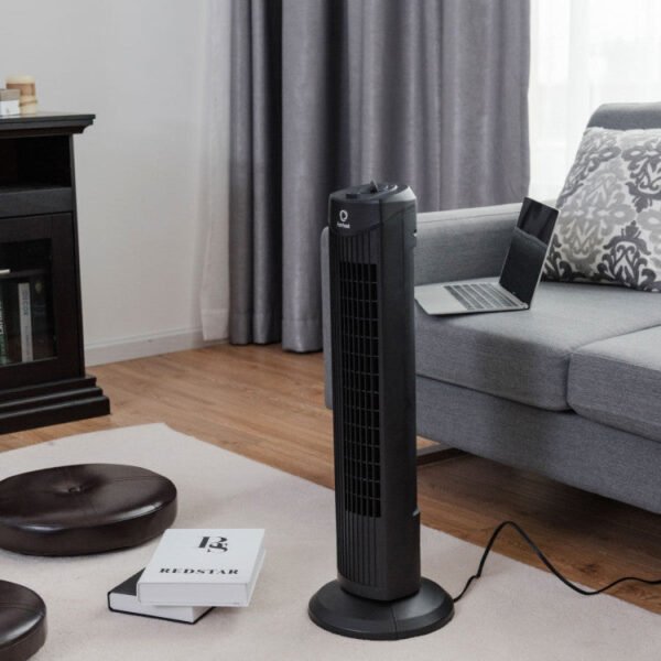Black_35W_28_Inch_Quiet_Bladeless_Oscillating_Tower_Fan-2 35W 28 Inch Quiet Bladeless Oscillating Tower Fan