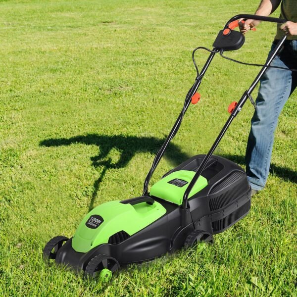 13.5-Inch Electric Corded Lawn Mower 12-Amp with Adjustable Height and Grass Collector