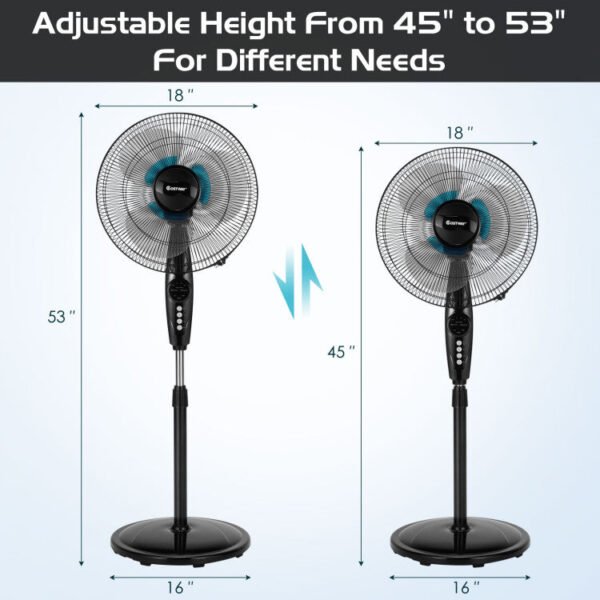 ep24830008 16 Inches Adjustable Height Fan with Quiet Oscillating Stand for Home and Office