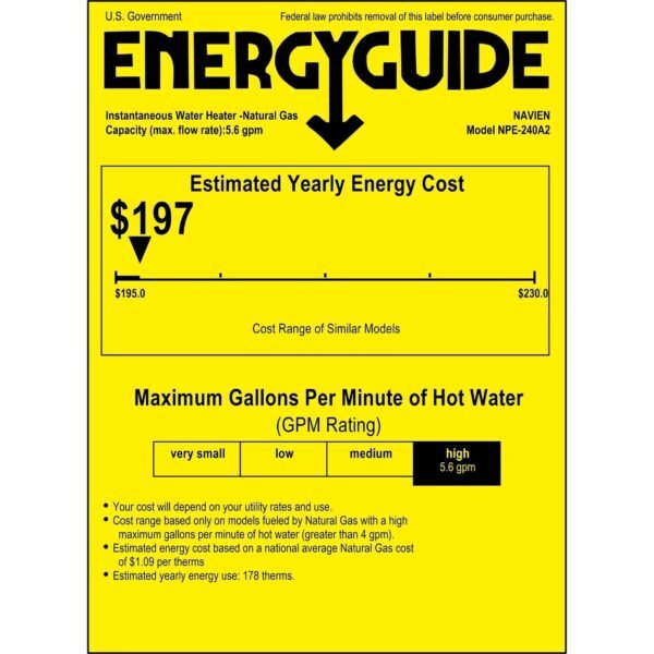 navien_npe240a2_energyguide_6e57c99a-380c-4a26-897f-b0db5e1d535b NPE-240A2 - Condensing Tankless Water Heater - 199,000 BTU