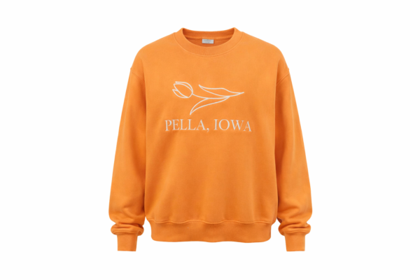 thehalltreeboutiquepella-1 Pella Iowa Embroidered Orange Crewneck Sweatshirt for Women Oversized Casual Pullover
